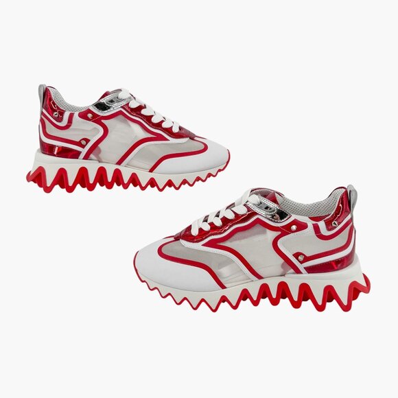 Christian Louboutin Sharkina Mesh Sneakers Size 37 US 7 White Red Loubishark 49 - Picture 9 of 15
